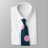 水玉模様ネックタイ（ミッドナイトブルー&ソフトピンク） ネクタイ (タイ)