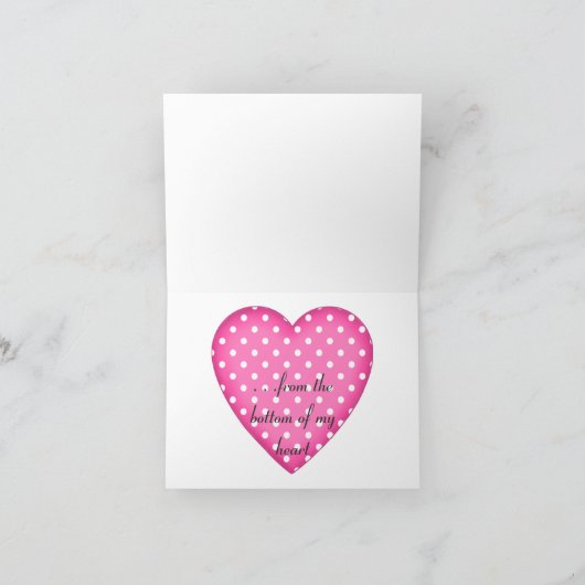 水玉模様ハートお礼のノート サンキューカード (内部)