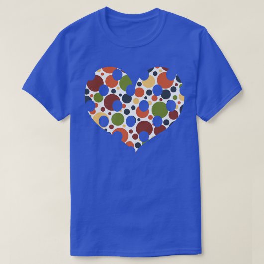 水玉模様ハートと数々の秋色水玉模様BA Tシャツ (デザイン正面)