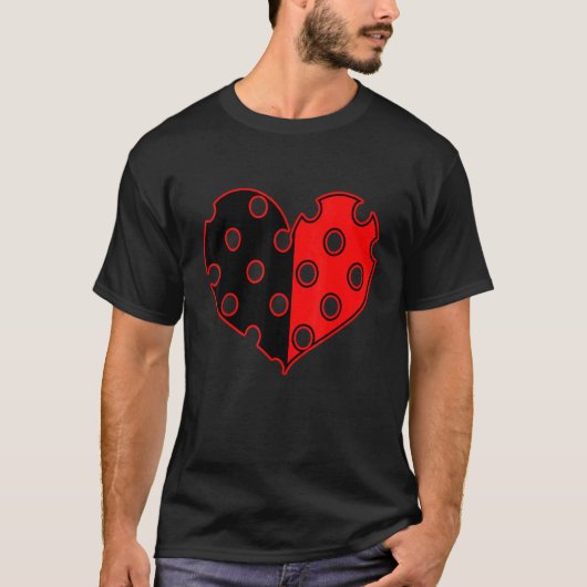 水玉模様ハートの白黒 Tシャツ (正面)