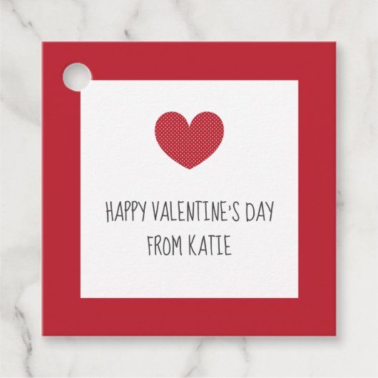 水玉模様ハートギフトラベルfor Valentine's Day フェイバータグ (正面)