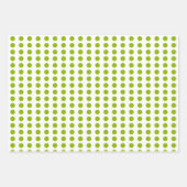 水玉模様ハートホワイトアップルグリーン ラッピングペーパーシート (正面2)