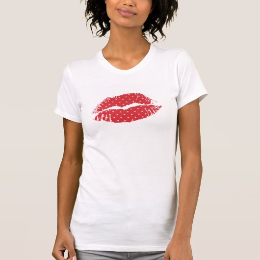 水玉模様ハート唇 Tシャツ (正面)