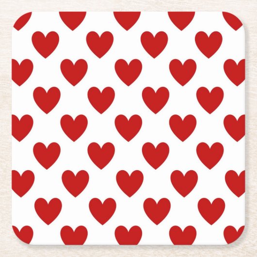 水玉模様ハート スクエアペーパーコースター (正面)