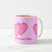 水玉模様ハート ツートーンマグカップ (正面右)