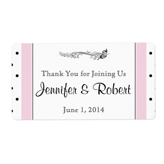 水玉模様バタフライポーシュウォーターボトルラベル ラベル (正面)