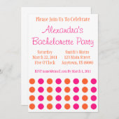 水玉模様バチェロレッテ招待状(ホットピンク/オレンジ) 招待状 (正面/裏面)
