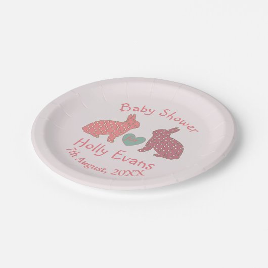 水玉模様バンニカスタムーズ赤ちゃんシャワー ペーパープレート (アングル)