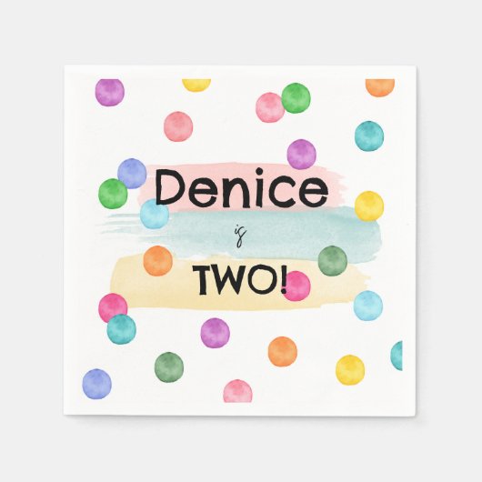 水玉模様バースデーパーティー招待状 スタンダードカクテルナプキン (正面)