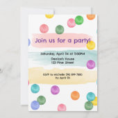 水玉模様バースデーパーティー招待状 招待状 (裏面)