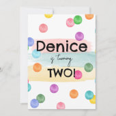 水玉模様バースデーパーティー招待状 案内状 (正面)