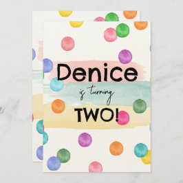 水玉模様バースデーパーティー招待状 案内状