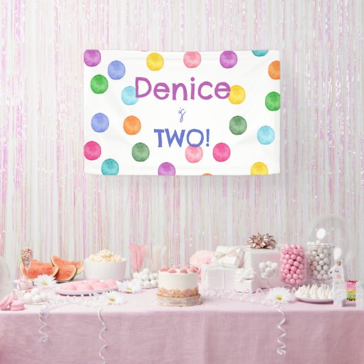 水玉模様バースデーパーティー招待状 横断幕 (パーティー)