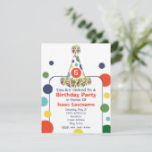 水玉模様バースデーパ多彩ーティーハット招待状 招待状 (スタンド正面)