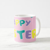 水玉模様パステルピンクハッピーイースター コーヒーマグカップ (正面右)
