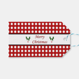 水玉模様パターンとのメリークリスマス ギフトタグ