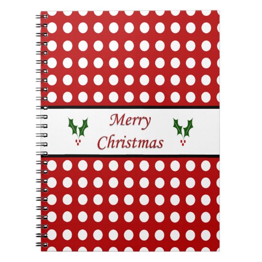 水玉模様パターンとのメリークリスマス ノートブック (正面)