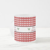 水玉模様パターンとのメリークリスマス フロストグラスマグカップ (正面左)