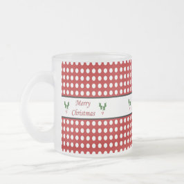 水玉模様パターンとのメリークリスマス フロストグラスマグカップ
