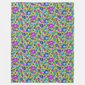 水玉模様パターンピンクブルーティール（緑がかった色）- フリースブランケット (正面)