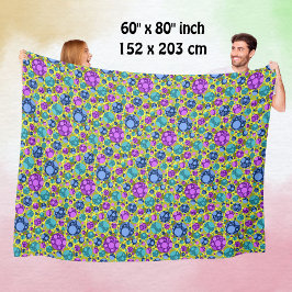 水玉模様パターンピンクブルーティール（緑がかった色）- フリースブランケット