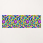 水玉模様パターンピンクブルーティール（緑がかった色）- ヨガマット (正面(横))