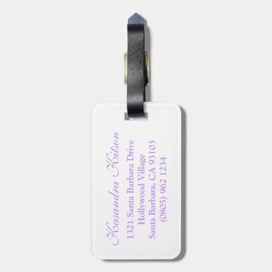 水玉模様パターン名:紫のラゲッジタグ ラゲッジタグ (裏面縦)