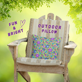 水玉模様パターン(ピンクブルーティール（緑がかった色）) - アウトドアクッション