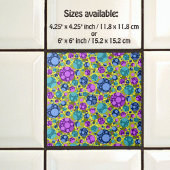 水玉模様パターン(ピンクブルーティール（緑がかった色）) - タイル