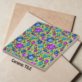 水玉模様パターン(ピンクブルーティール（緑がかった色）) - タイル