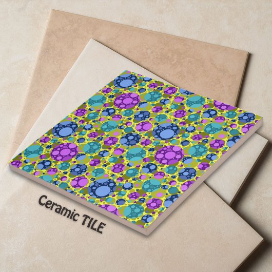 水玉模様パターン(ピンクブルーティール（緑がかった色）) - タイル