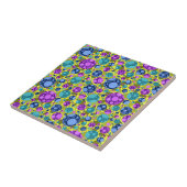 水玉模様パターン(ピンクブルーティール（緑がかった色）) - タイル (側面)