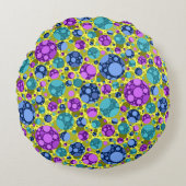 水玉模様パターン(ピンクブルーティール（緑がかった色）) - ラウンドクッション (正面)