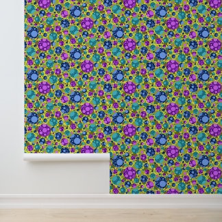 水玉模様パターン(ピンクブルーティール（緑がかった色）) - 壁紙