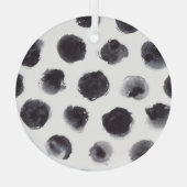 水玉模様パターン：黒、グレー。 ガラスオーナメント (裏面)