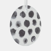 水玉模様パターン：黒、グレー。 ガラスオーナメント (正面右)