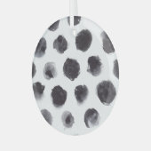 水玉模様パターン：黒、グレー。 ガラスオーナメント (正面左)