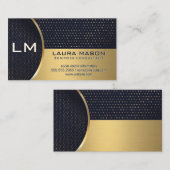 水玉模様パター |金ゴールドメタリックカラーブロック 名刺 (正面/裏面)