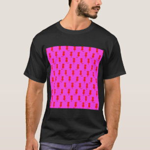 水玉模様パポップ・アートのターンのアート猫(赤と熱いピンク)。 Tシャツ