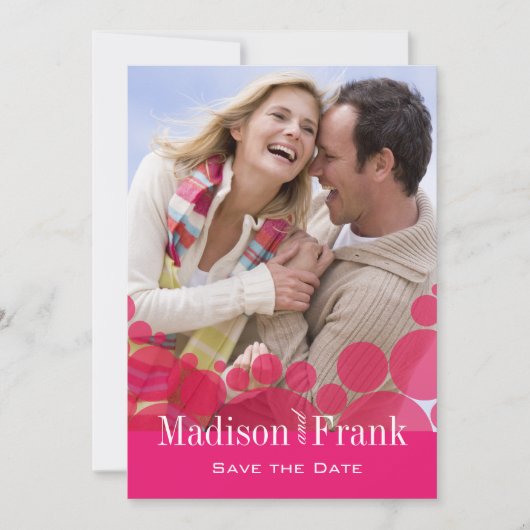 水玉模様パレードの写真の保存日付のショッキングピンク セーブザデート (正面)