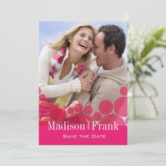 水玉模様パレードの写真の保存日付のショッキングピンク セーブザデート (スタンド正面)