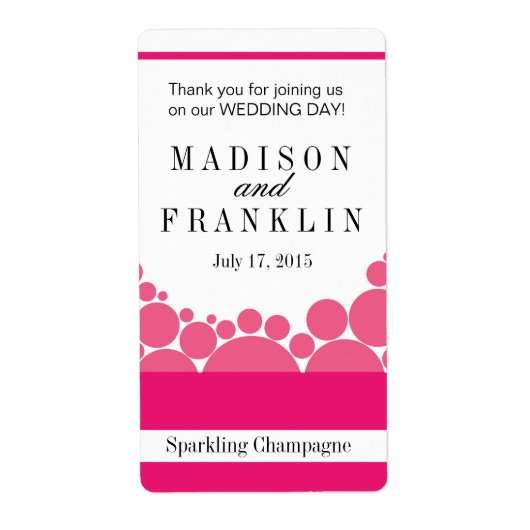 水玉模様パレードワインシャンパンホットピンク ラベル (正面)