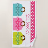 水玉模様パーズパーソナライズされたビーチタオル ビーチタオル (正面)