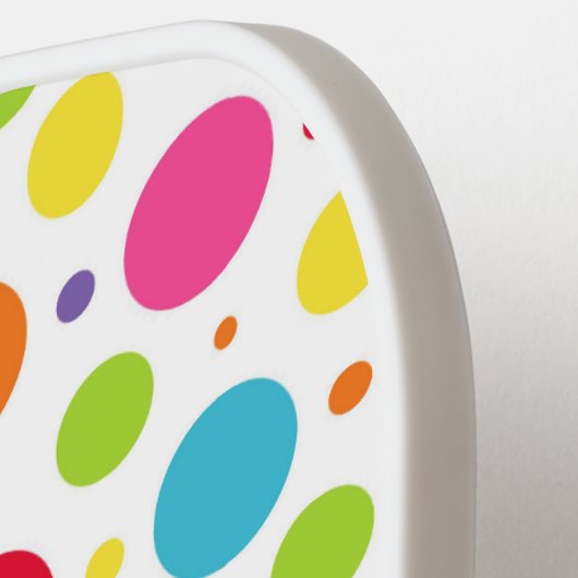 水玉模様パーソナライズされたはピクルバの漬物を取ろう ピックルボールラケット (左詳細)