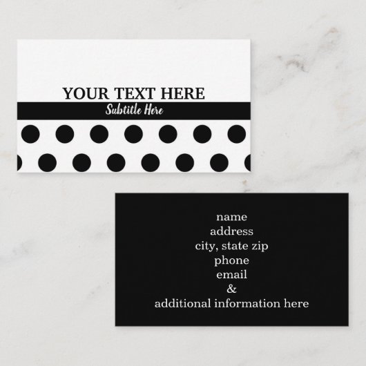 水玉模様パーソナライズされたカスタマイズ 名刺 (正面/裏面)