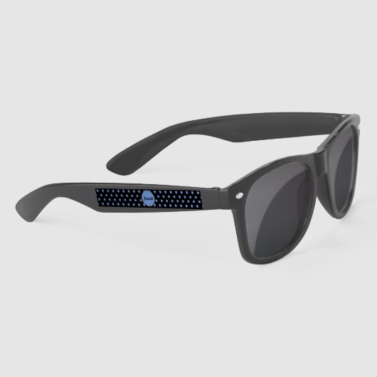 水玉模様パーソナライズされたサングラス（ブラック&ブルー） サングラス (右)
