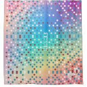 水玉模様パーソナライズされたダイヤモンドパターンレインボー シャワーカーテン (正面)