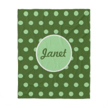 水玉模様パーソナライズされたブランケット（ハンターグリーン）
