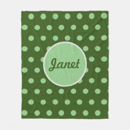 水玉模様パーソナライズされたブランケット（ハンターグリーン） フリースブランケット