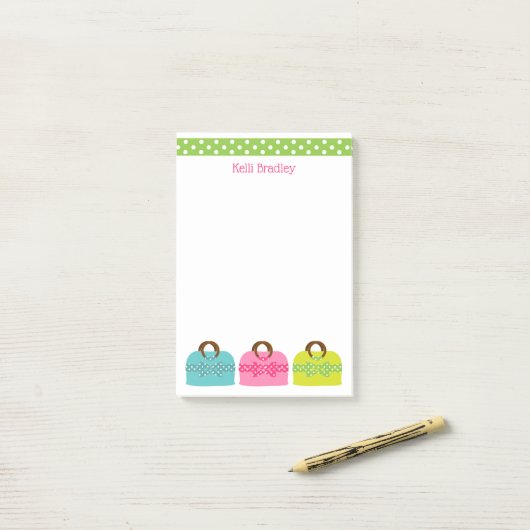 水玉模様パーソナライズされた購入後メモ帳 ポストイット (デスク上)